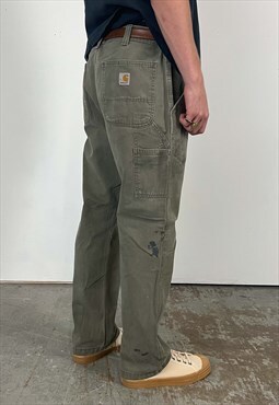 Vintage Carhartt Carpenter Pants Men's Khaki Green