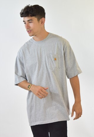 VINTAGE 90S GREY CARHARTT CREW NECK T SHIRT