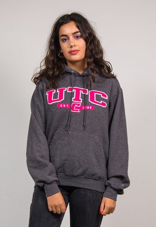 90'S VINTAGE DARK GREY CHAMPION COLLEGE STYLE SWEATER HOODIE