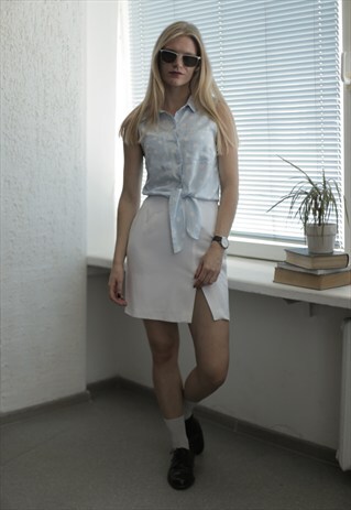 VINTAGE 90'S BABY BLUE POLKA DOT VEST