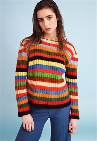 STUNNING 70'S RETRO HANDMADE KNITTED WOOL JUMPER