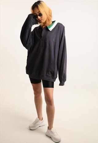 VINTAGE NAUTICA EMBROIDERED LOGO 1/4 ZIP SWEATSHIRT
