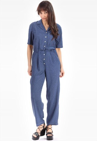 VINTAGE DUNGAREES COVERALLS JUMPSUIT HASHTAG PRINT