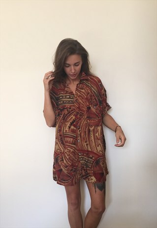CRAZY PATTERNED VINTAGE RETRO FESTIVAL OVERSIZED SHIRT