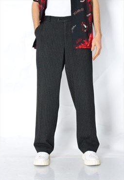 Vintage 90s Grey Pinstripe Wool Blend Mens Pants