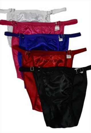 Silky Satin Multicolor Thong Knickers Pack Of 5 G-String