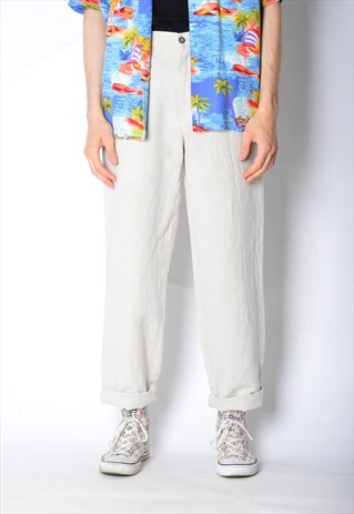 VINTAGE 90S BEIGE LINEN BLEND PANTS