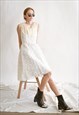Vintage Revival 50s Sleeveless Lace Midi Wedding Dress