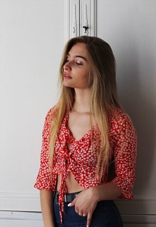 RED TOP WITH RUFFLES