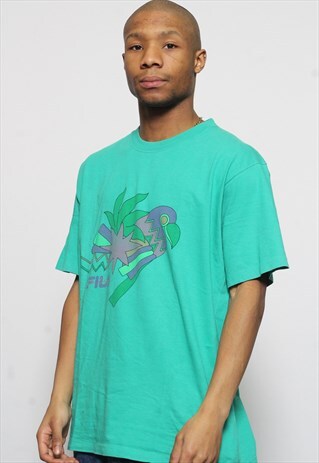 VINTAGE FILA LOGO T-SHIRT GREEN