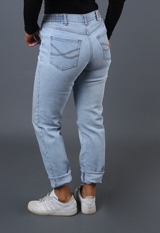 JEANS STRAIGHT LEG MID WAISTED VINTAGE DENIM UK 10 (G6BM)