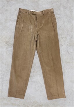 Vintage M&S Beige Corduroy Trousers Luxury Lycra Cord W34 