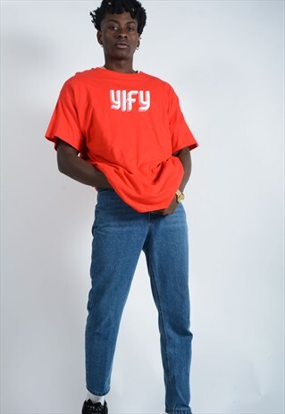 YIFY UNISEX T-SHIRT IN RED WITH GEOMETRIC LOGO