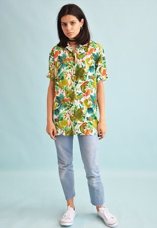 90'S RETRO ABSTRACT PRINT LOOSE-FITTED MOMS BLOUSE TOP