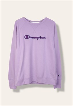 Vintage Champion Sweatshirt Big logo Y2K in Purple L