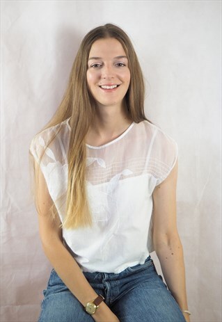 VINTAGE WHITE EMBROIDERED VEST TOP