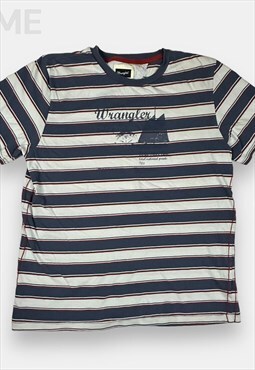 Wrangler vintage blue and white striped T shirt size XL
