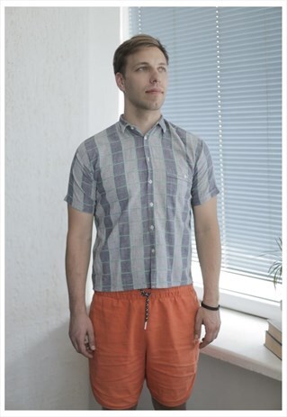 VINTAGE 80'S GREY SHORT SLEEVE BUTTON UP SHIRT
