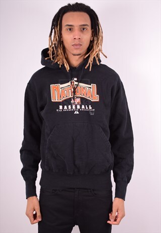 MAJESTIC MENS VINTAGE HOODIE JUMPER MEDIUM BLACK 90'S