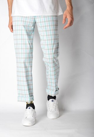 VINTAGE 90S BLUE GREY CHECK PANTS