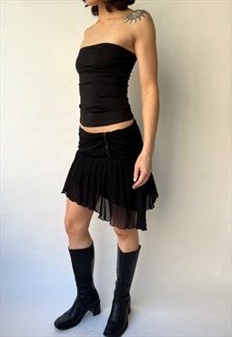 Vintage Asymmetric Black Mini Skirt