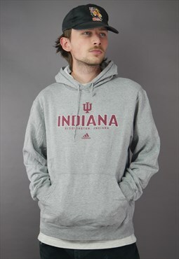 Vintage Adidas Indiana Hoodie in Grey with Logo