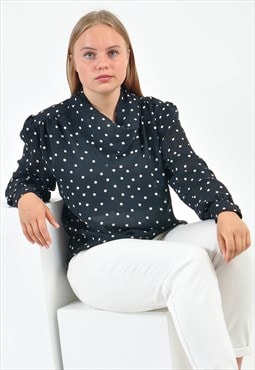 Vintage long sleeve polka dot blouse