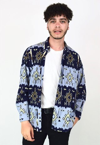 VINTAGE 90'S BLUE & GREEN FESTIVAL SHIRT