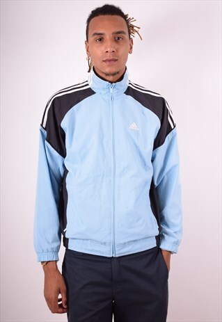 ADIDAS MENS VINTAGE TRACKSUIT TOP JACKET SMALL BLUE 90S