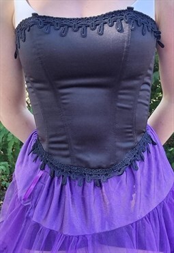 New Black lace Edge Gothic Burlesque Basque 'Corset'