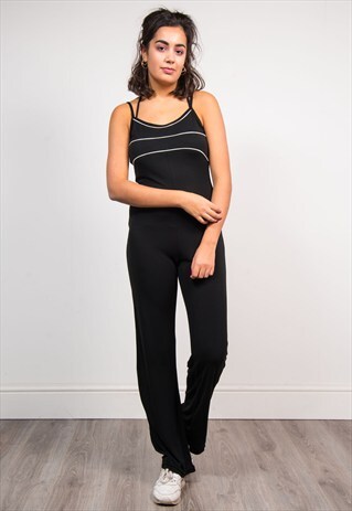 VINTAGE 90'S BLACK STRAPPY SPORTY JUMPSUIT