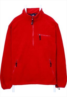 L.L.Bean 90's Quarter Zip Fleece Jumper Large Red