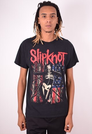 MENS VINTAGE SLIPKNOT T-SHIRT TOP LARGE BLACK 90S