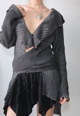 Vintage Y2K cyber two-toned ribbed cardigan