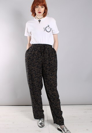 VINTAGE 80S PATTERNED HIGH WAISTED CULOTTE TROUSERS