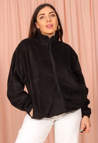 VINTAGE 90S FLEECE JACKET IN BLACK