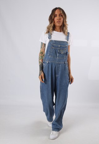 DENIM DUNGAREES WIDE TAPERED LEG TALL LENGTH UK 12 (62L)
