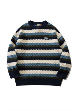 Miillow vintage rainbow striped twist knit sweater