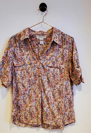 VINTAGE 90S CASUAL DITSY PRINT FLORAL BLOUSE SIZE LARGE