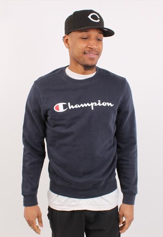 VINTAGE CHAMPION SPELL OUT NAVY SWEATSHIRT