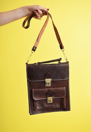 80'S RETRO FAUX LEATHER SHOULDER BAG SATCHEL