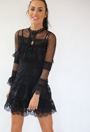 BARCELONA BLACK LACE DRESS