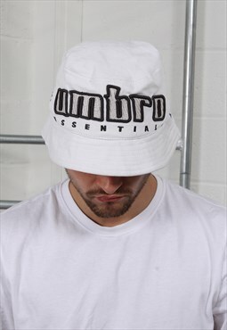 Reworked Vintage Umbro Bucket Hat in White w Logo One Size