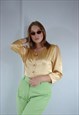 Vintage 90's wedding slip shine glam blouse shirt in gold