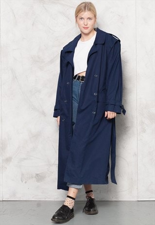 navy blue trench coat