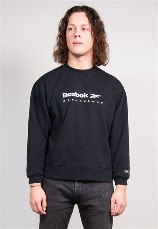 90'S VINTAGE BLACK REEBOK ESSENTIALS SWEATSHIRT JUMPER
