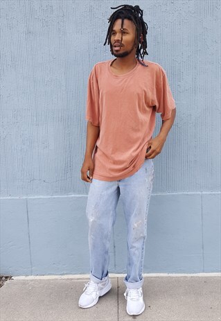 90S SKATER PIGMENT DYED FADED ORANGE SHORT SLEEVE TEE XL