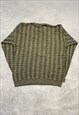 VINTAGE KNITTED JUMPER ABSTRACT PATTERNED GRANDAD SWEATER