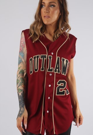 VINTAGE BASEBALL SPORT JERSEY TOP OVERSIZED UK 14 (F2M)