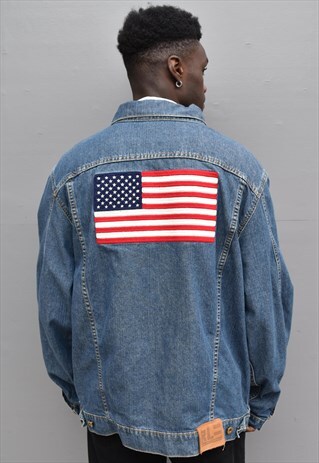 RARE VINTAGE 90S RALPH LAUREN USA FLAG DEINIM JACKET
